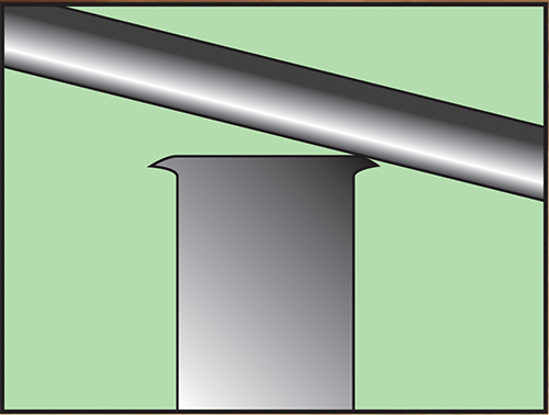 Diagram of proper angle for burnishing card scraper