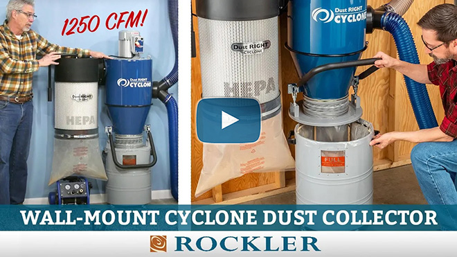 See the Rockler Wall-Mount Cyclone Dust Collector