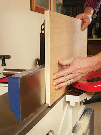 Cutting rabbets on panel edge with jointer