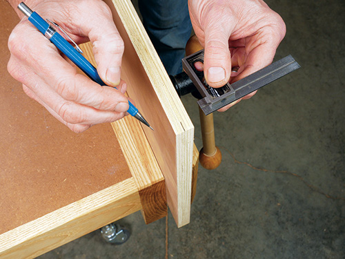 Marking plywood edge for cutting v-groove
